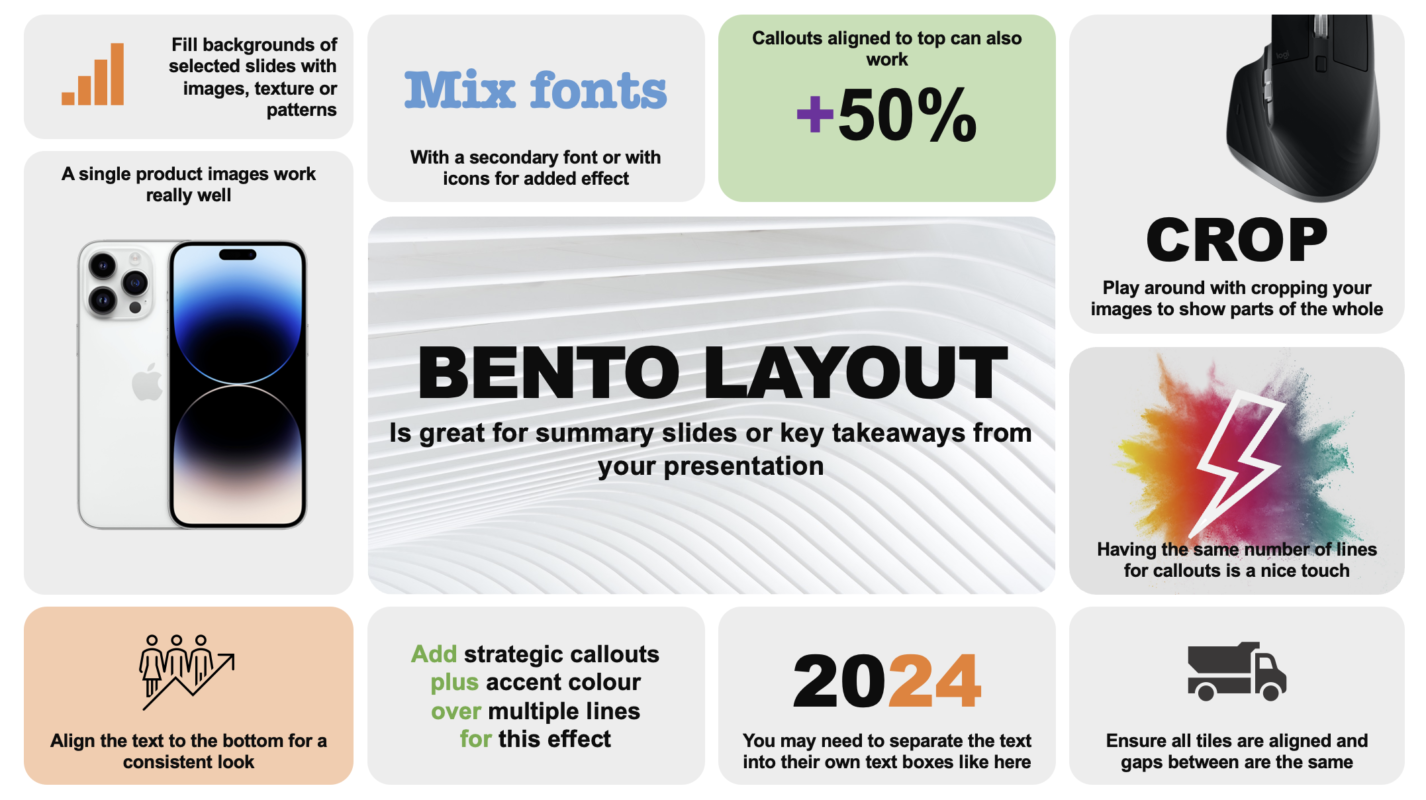 Bento Layouts for cool summary slides